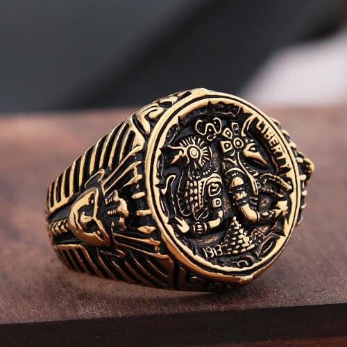 Vintage Anubis Egyptian Ring Jewelry Mens Stainless Steel Egyptian Pharaoh Stamp Ring Gothic Biker Amulet Gift Wholesale