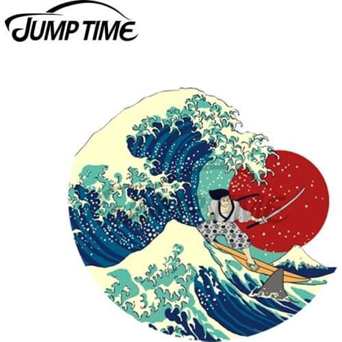 Jump Time 13 x 12cm For Samurai and Shark Funny Car Decal DIY Car Stickers Fashion Vinyl Material Occlusion Scratch Decoration