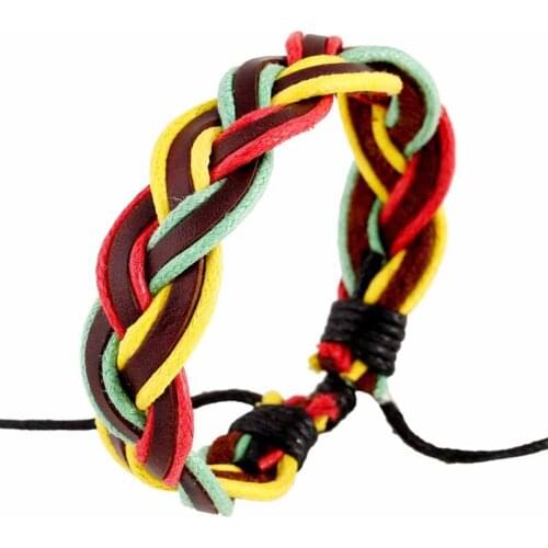 Bright Color Summer Jewelry Bracelets Unisex Adjustable Size Women Bracelet Leather Hand Woven Wristband Sporty Jewelry Bangles