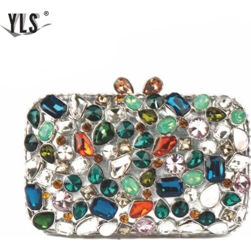 Torebki damskie bolso fiesta mujer Crystal Evening Metal Clutches Small Minaudiere Handbag Purse Wedding Box Clutch Bag women