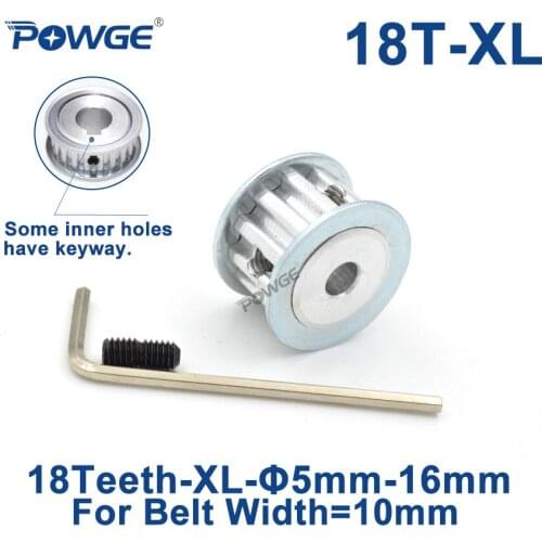 POWGE 18 Teeth XL Timing pulley keyway Bore 5/6/6.35/7/8/10/12/12.7/14/15/16mm for width 10mm XL Synchronous Belt 18teeth 18T