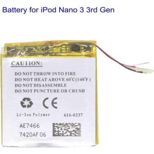 1 x Replacement 616-0337 Nano Battery For Nano 3 Battery 3.7V For iPod Nano3 3G 3rd 3Gen Generation MP3 Rechargeable Nano 3