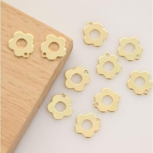 10 PCS 13x14mm Metal Copper Flower Charms Pendant For Earring Pendant Accessories DIY Handmade Material