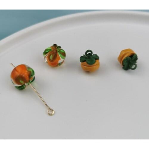 10Pcs/Lot Small Persimmon Alloy Glass Drop Oil Pendant DIY Handmade Jewelry Earrings Bracelet Material