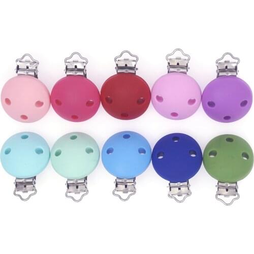 15PCS BPA Free DIY Round Baby Silicone Pacifier Clip Chain Dummy Teether Clips Soother Nursing Toy Accessory Holder Clips