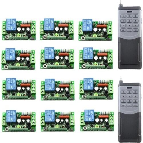 2000M AC220V 1CH 1Channe 10A RF wireless remote control switch System teleswitch Transmitter + 12 X Receiver,315/433 MHZ