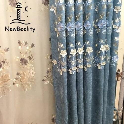 2021 European-Style Chenille Embossed Curtains for Custom Bedroom Living Room Embroidered Finished Window Shade Cloth