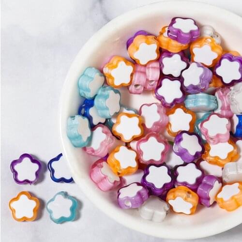50pcs Fashion Beautiful Mixing Color Star,Heart ,Flower Shape Acrylic Beads AB Beads Spacer Beads Diy Neckalce Jewelry Making