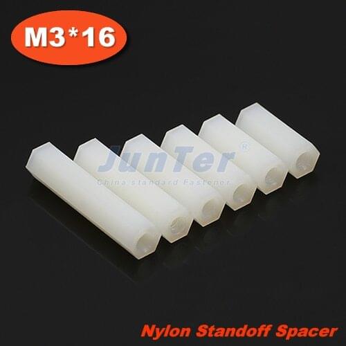 500pcs/lot Nylon Standoff Spacer M3 Female x M3 Female 16mm