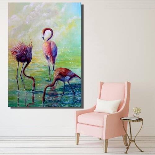 AAVV Caribbean Red Crane Wall Pictures for Living Room Oil Painting Posters and Prints Canvas Art Home Decor No Framed