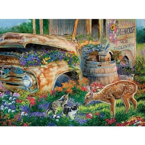 NEW 5D DIY Diamond Painting Garden Flowers Deer Full diamond Embroidery Stitch Cross Rhinestones Mosaic puzzle decor gift L767