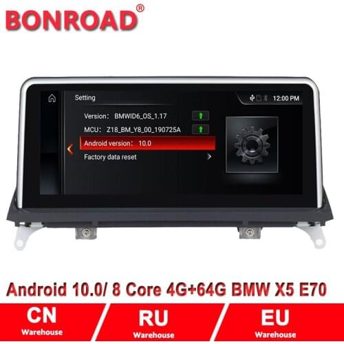 Bonroad 10.25" Android 10.0 8 Core Ram4GRom64G Car Multimedia Video Player For X5 E70/X6 E71 (2007-2013) CCC/CIC GPS Auto Radio