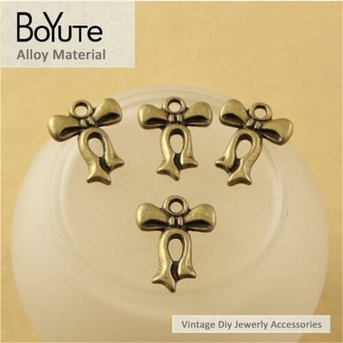 BoYuTe (100 Pieces /lot) 15*12MM Zinc Alloy Bowknot Antique Bronze Plated Metal Charms Diy Jewelry Making Findings Accessories