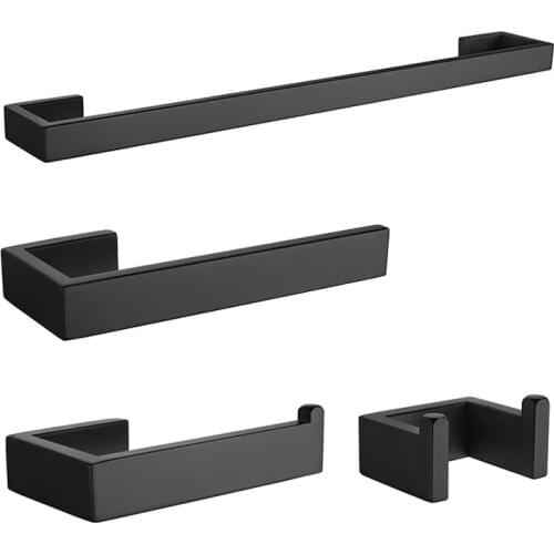 Black Bathroom Accessories Towel Bar Towel Ring Toilet Paper Holder Robe Hook Bathroom Hardware Set