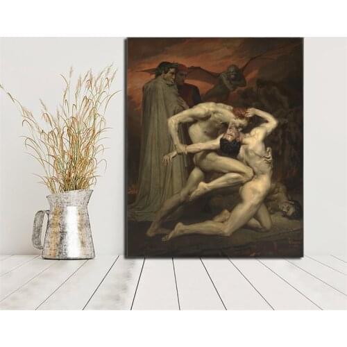 Dantes Virgils In Hell Williame Canvas Painting Print Living Room Home Decor Modern Wall Art Oil Painting Poster Salon Pictures