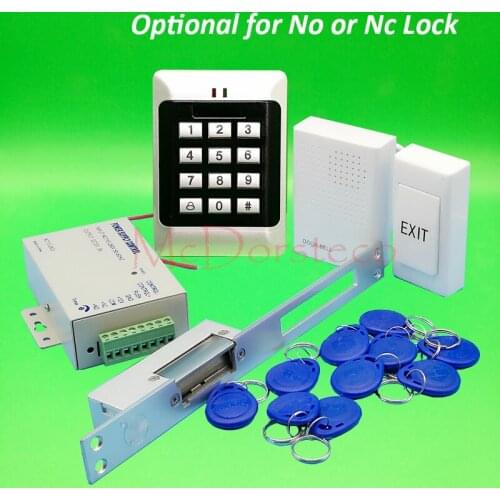 DIY Full Keypad Rfid Door Access control system Long type No NC Electric Strike Lock +Power supply+exit button+keyfobs