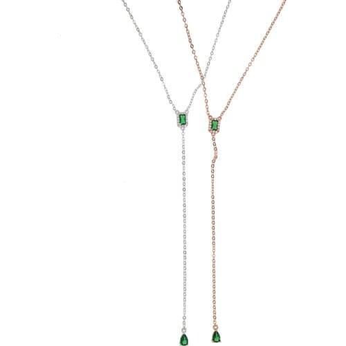 Long chain sexy women geometric lariat necklace AAA cubic zirconia high quality romantic lady gift Y necklaces