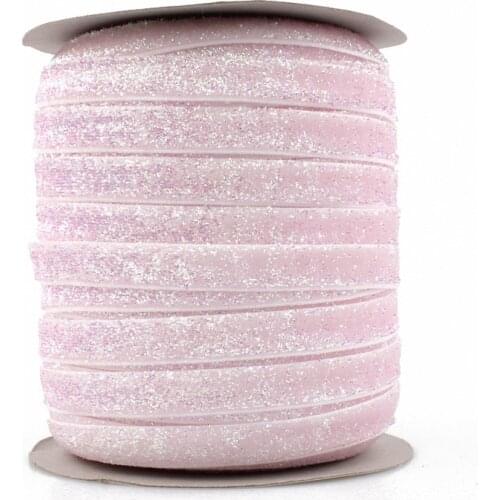 50yards/lot 3/8" Elastic Glitter Velvet Ribbon Ornaments Metallic Elastic Band for Baby Girls Hair Accessories