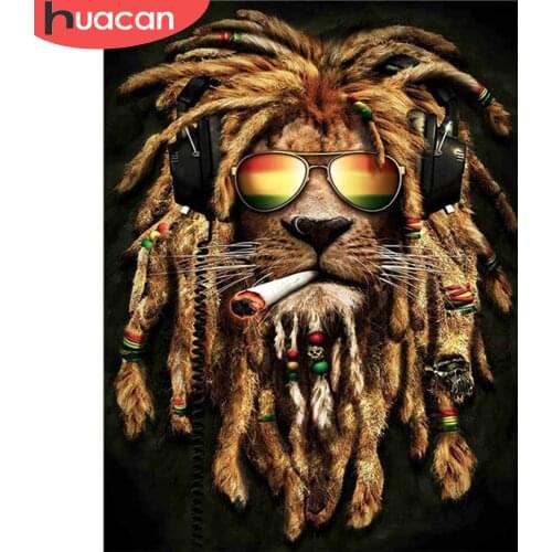 HUACAN Diamond Painting Full Round Square Fantasy Animal Diamond Embroidery Sale Lion Rhinestones Mosaic Cross Stitch Craft Kit