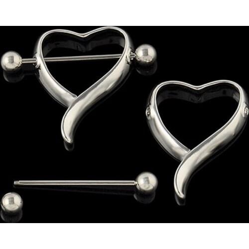 1pc style Unisex Women Men Jewelry Surgical Steel Heart Body Nipple Bar Barbell Piercing Ring