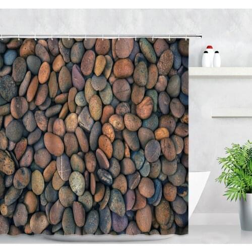 Colorful Stone Shower Curtain Pebbles Creative Personality Home Decor Bathroom Curtains Waterproof Fabric Hooks Bathtub Screens