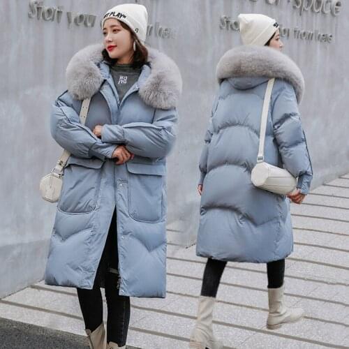 QingWen Womens Winter Jacket Cotton Padded Jacket Female 2021 New Korean Fashion Thick Mid-length Loose Parkas Manteau Femme