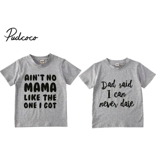 Summer Baby Mama Boy Tops Kids T-shirt Casual Short Sleeve Toddler Clothes Tops Funny Cute Boys Fashion Clothing Tee Shirt Gray