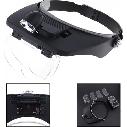 Sale 7X Headband Type Magnifying Glass with LED Light and 4 Magnifying Lens for Jewel Repair