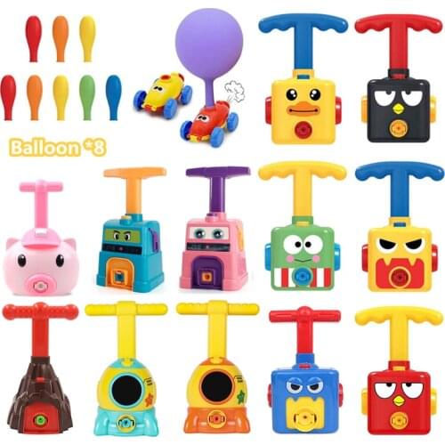 Cartoon Inertial Power Balloon Car Toy Puzzle Fun Inertial Power Car Balloon Toys for Children Gift Education Science Experiment