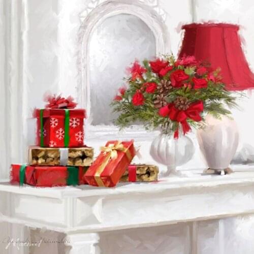 Meian DIY 11CT Christmas light Cross Stitch Embroidery Kit Needlework Set Canvas Printed Cotton Thread Home Decor Christmas Gift