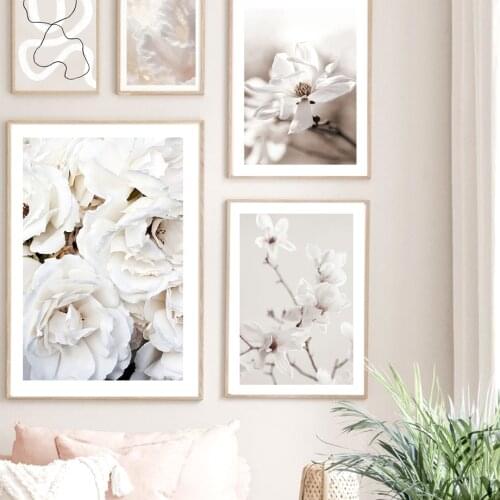 Nordic Posters And Prints Wall Pictures For Living Room Decor Abstract Figures Line Rose Flowers Coral Wall Art Canvas Painting