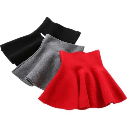 Solid Color School Knit Skirts for Girls 3 4 6 9 12Y Childrens Dancing Skirt Girls Autumn Winter Party Tutu Skirt Girl Clothing