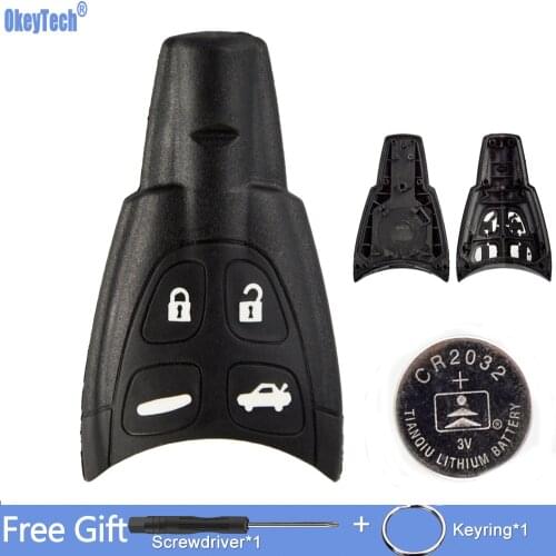 OkeyTech High Quality Replacement Remote Car Key Shell Fob For SAAB 9-3 93 2003-2007 Soft Rubber White Button Car Key Case Cover