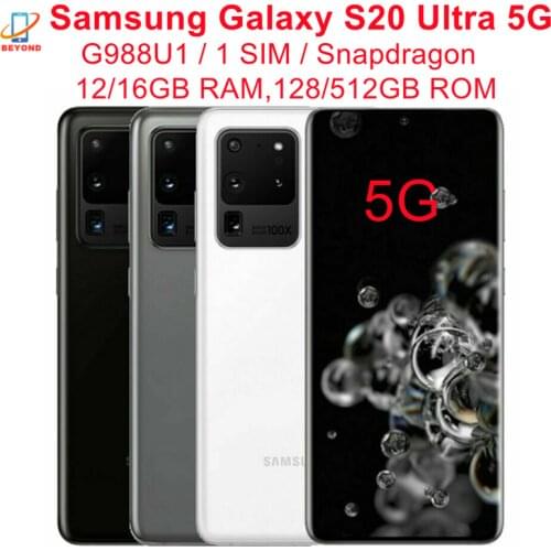 Samsung Galaxy S20 Ultra 5G G988U1 128GB ROM 12GB RAM Octa Core Snapdragon 865 Cell Phone Original Unlocked Mobile Phone