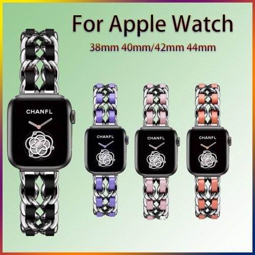 40mm 44mm For Apple Watch SE 6 5 4 3 Band Stainless Steel luxury Strap with box 38mm 42mm Bracelet for iWatch series 6 5 4