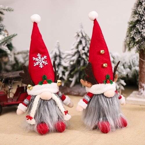 Christmas Faceless Doll With Illuminated Antlers Santa Gnome Rudolph Doll Pendant Doll Gift Xmas Home Decor