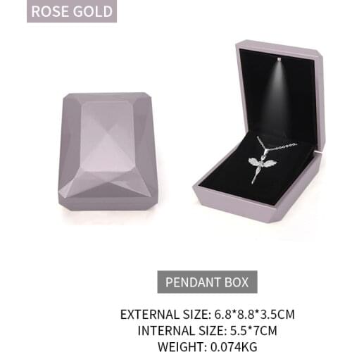 Rose Gold Female Necklace Led Jewelry Storage Packaging Box Earring Wedding Ring Bracelet Jewellery Holder Lover Birthday Gift