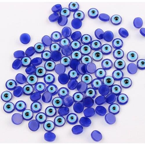 50pcs/lot 6 8 10 12mm Blue Evil Eye Beads No Hole Round Spacer Beads for Diy Bracelet Necklace Jewelry Making Findings Supplies