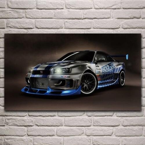 Skyline GT R R34 sport car tuning artwork fabric poster living room home wall decorative canvas silk art print KJ423