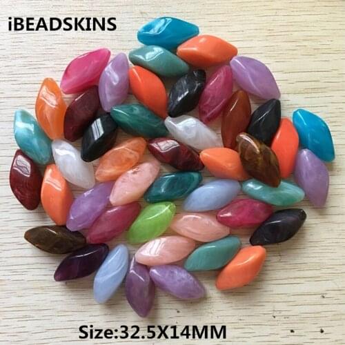 Choose color) 32.5x14mm 128pcs/lot or so Acrylic marble effect twisted form beads for DIY beads Jewelry necklace making