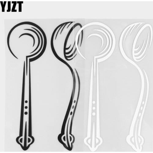 YJZT 9.5×16CM Car Stickers Fashion Spoon Decoration Creative Vinyl Decals Black / Silver 20D-0273