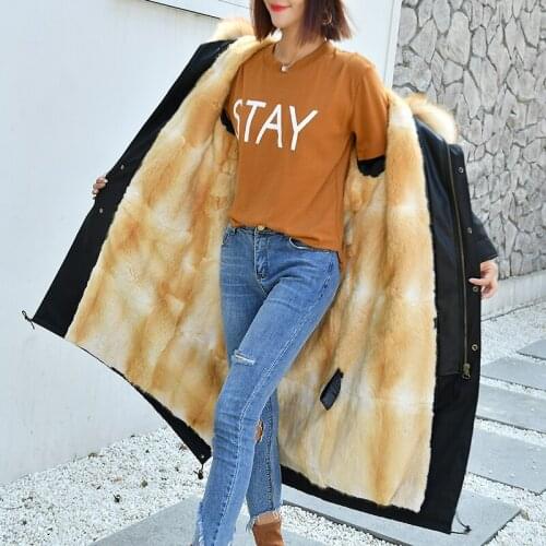 Real Fur Coat Brand 2020 Mink Muskrat Winter Jacket Women Parkas Natural Raccoon Fur Collar Hood X-long Thick Warm Streetwear