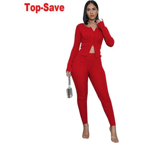 Ribbed Knitted Zipper Bodycon Two Piece Set Women Long Sleeve Casual Autumn 2021 New Arrivals Outfits Crop Top And Pants Clothes