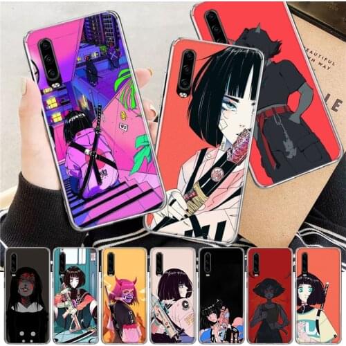Girl Vinne Art Japanese Soft Cover Phone Case For Huawei P30 P20 P10 P40 Mate 30 20 10 Pro Lite P Smart Z Plus + Shell Customize