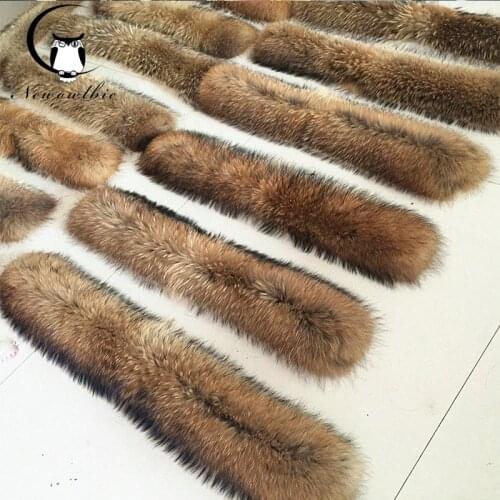 Winter 100% Real Natural Fur Collar & Womens Scarfs Fashion Coat Sweater Scarves Collar Luxury Raccoon Fur Neck Cap