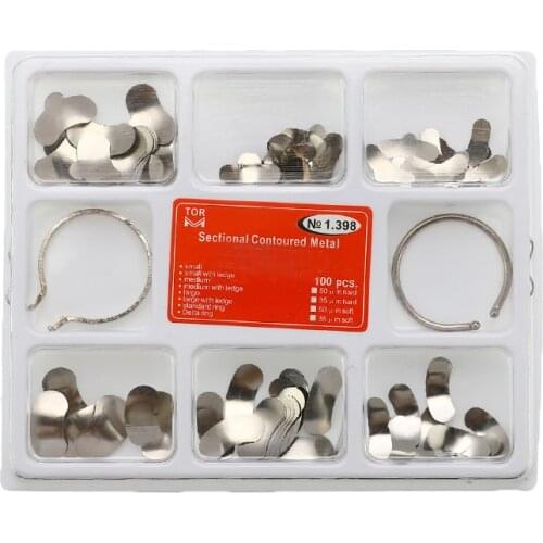 100pcs/lot Dental Matrix Sectional Contoured Metal Matrices Bands Dental Rings Full Teeth Replacement Dentsit Oral Care Tool