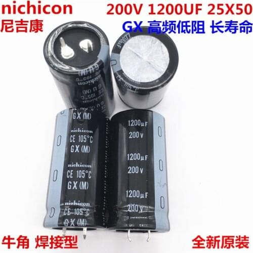 2PCS/10PCS 1200uf 200v Nichicon GX 25x50mm 200V1200uF Snap-in PSU Capacitor
