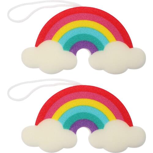 2pcs Colorful Rainbow Cartoon Kids Sponge Brushes Shower Sponge Bath Sponge Bath Brush
