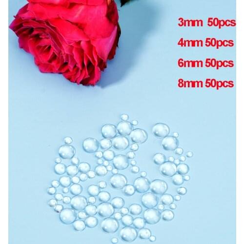 200pcs Simulation dewdrop waterdrop Bead Card Making Decor Transparent Flatback Glass Half Sphere Ball Cabochon Bead Waterdrop
