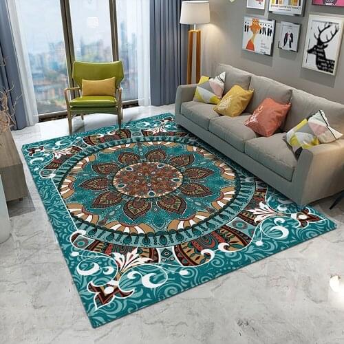 2020 New Mandala Style Non-Slip Round Flannel Carpet For Floor Mat Living Room Bedroom Yoga Mat Area Decor Carpet Rug Anti-slip